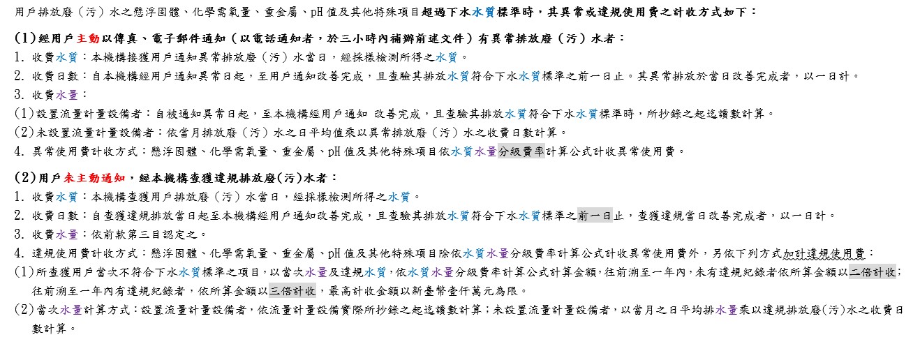 異常或違規使用費之計收方式